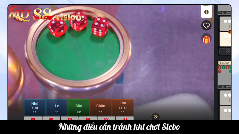 Những điều cần tránh khi chơi Sicbo