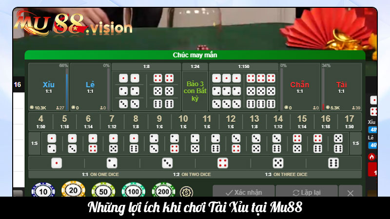 Những lợi ích khi chơi Tài Xỉu tại Mu88