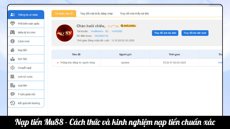 Nạp tiền Mu88 - Cách thức và kinh nghiệm nạp tiền chuẩn xác